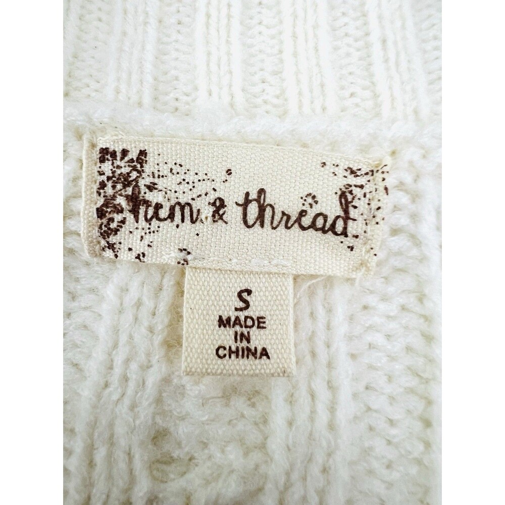 Hem & Thread Ivory Super Soft Knitted Aztec Cardigan Boho Southwestern Sweater S - Picture 7 of 8